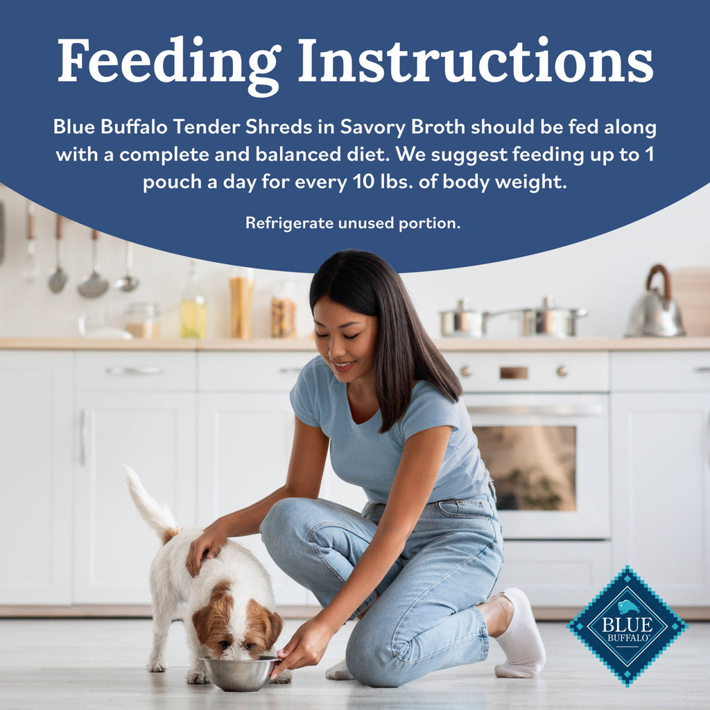Blue Buffalo Tender Shreds Toppers, Dog Food, Beef & Chicken, 2.5oz. Pouch