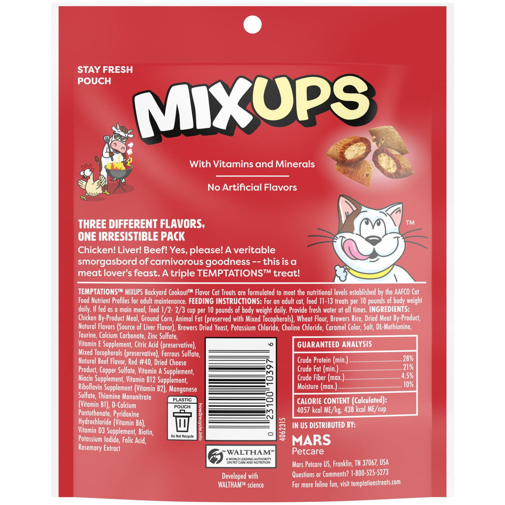 Temptations Mixups Backyard Cookout Flavor Crunchy And Soft Cat Treats, 6.3 Oz Pouch
