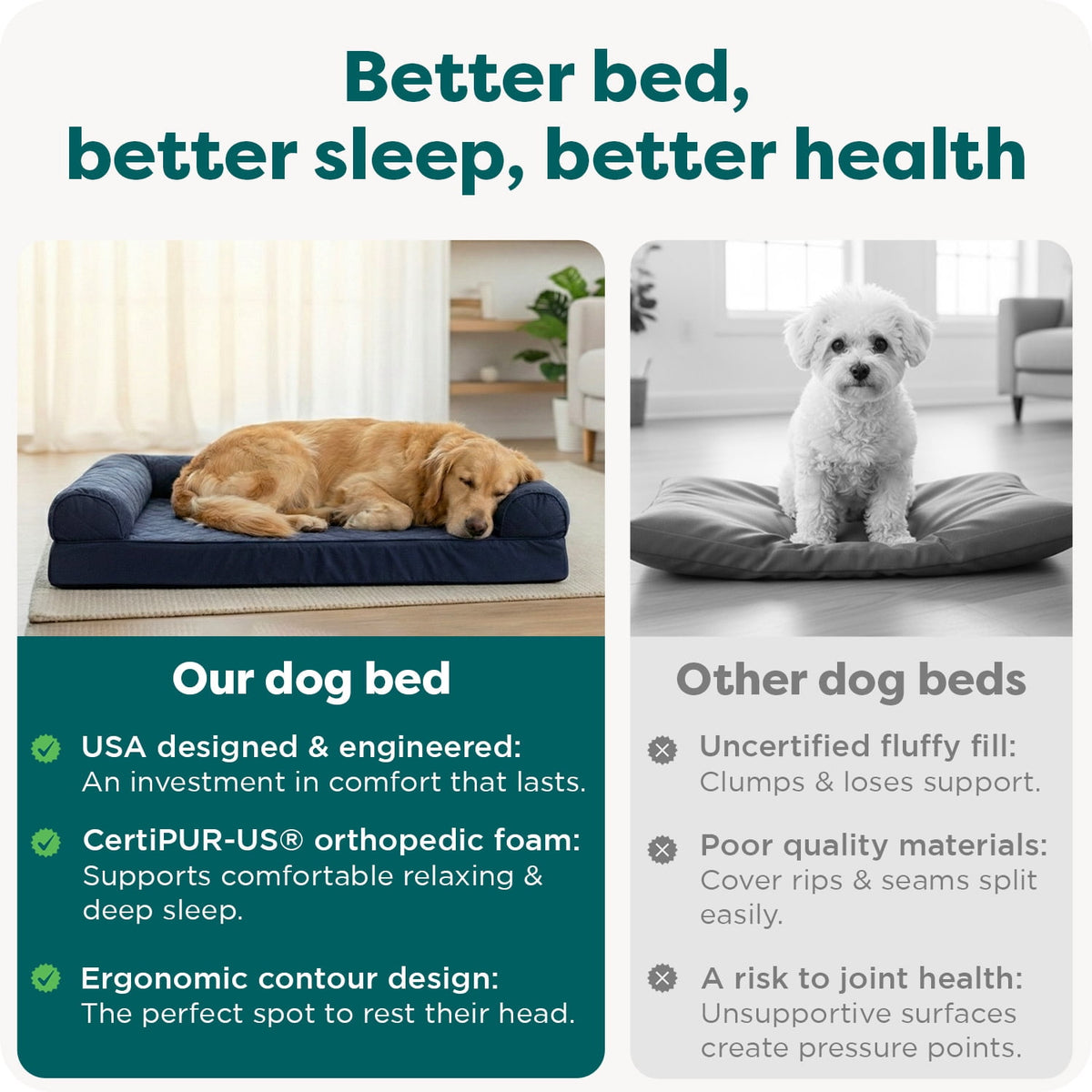FurHaven Classic Sofa Orthopedic Dog Bed For Large Dogs, Solid Orthopedic Foam Slab for Joint Support, Removable Washable Cover, Jumbo Plus/XXL, Quilted Sofa, Ensign Blue