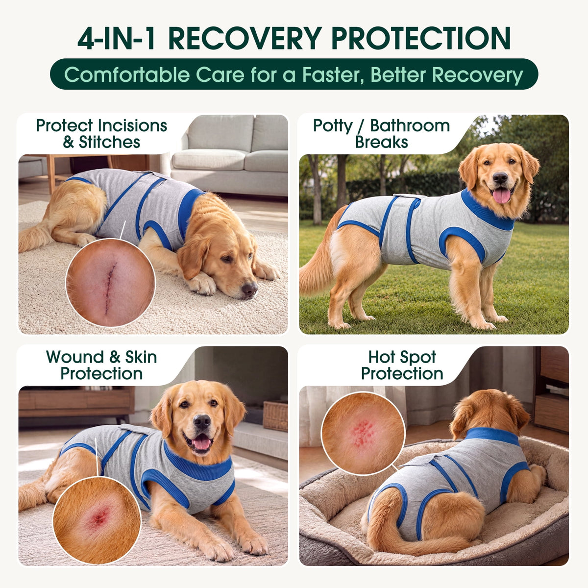 Kuoser Dog Surgical Recovery Suit Dog Cat Onesie after Surgery,Pink,L