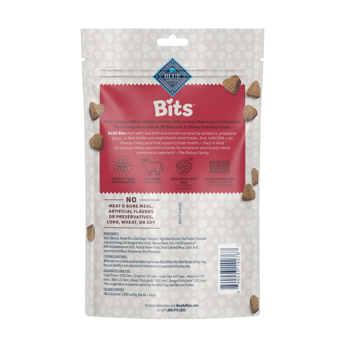 Blue Buffalo Bits Soft Dog Treats for Training, Made With Natural Ingredients & Enhanced with DHA, Beef Recipe, 19-oz Bag