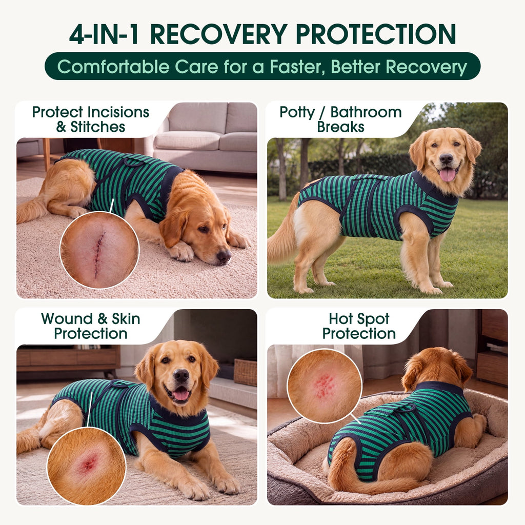 Kuoser Dog Surgical Recovery Suit Dogs Cat Onesie after Surgery,Brown,XL