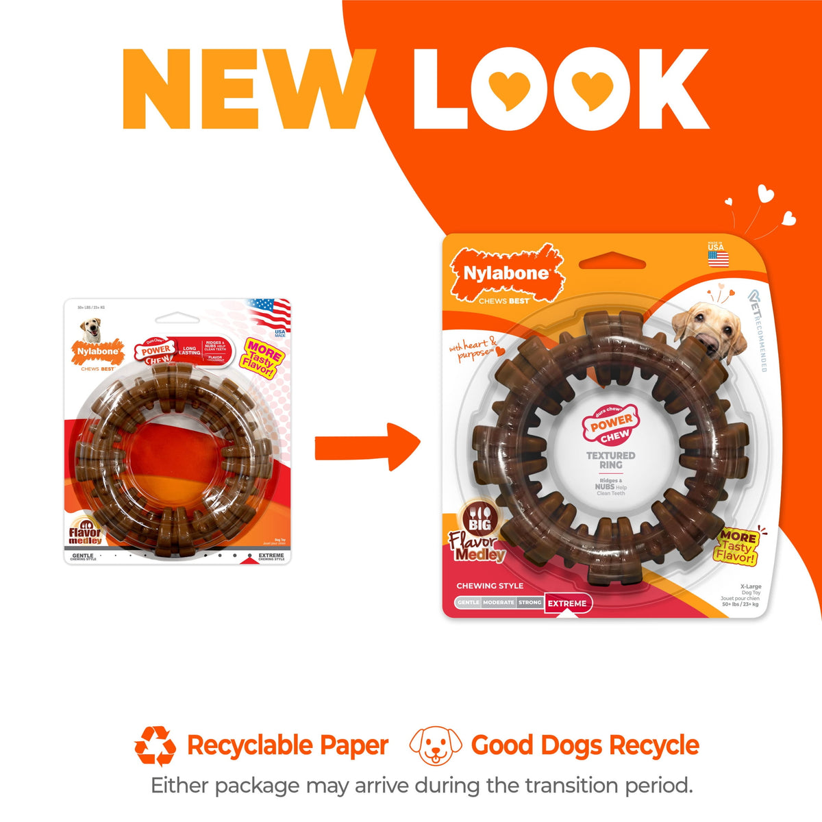 Nylabone Textured Ring Power Chew Toy For X-Large Dogs 50+ Lbs, Chew Toy For X-Large Dogs
