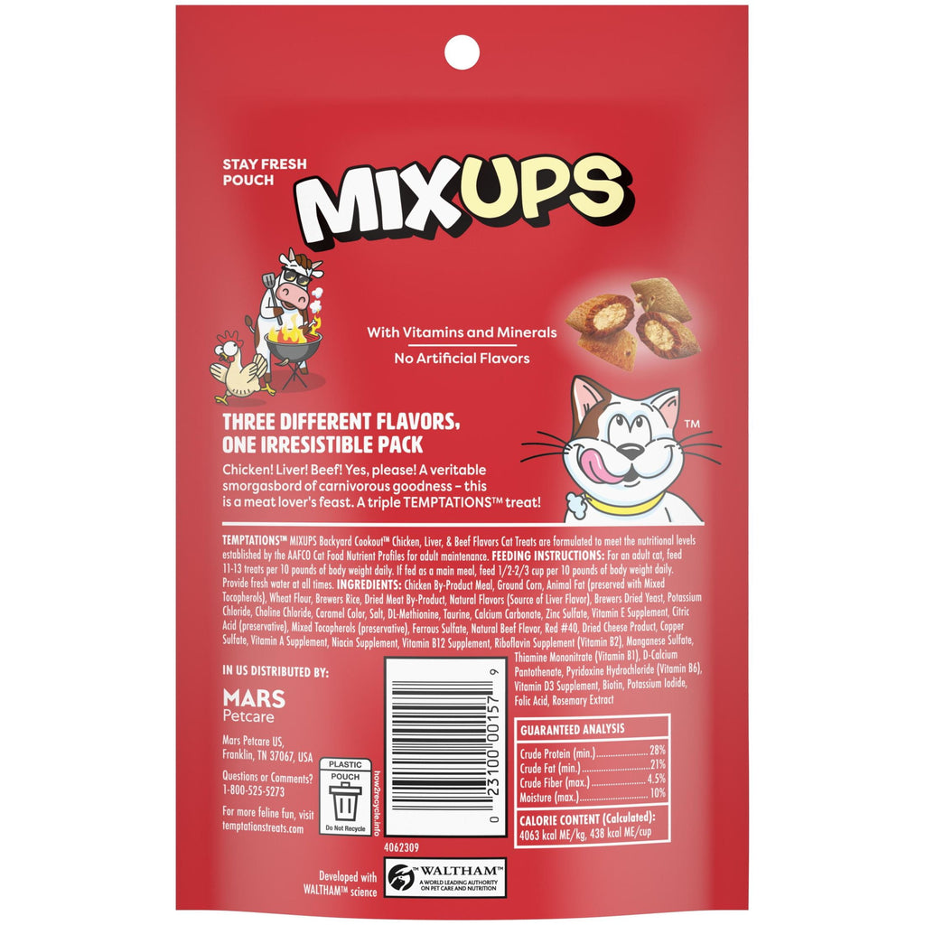 Temptations Mixups Crunchy and Soft Cat Treats Backyard Cookout Flavor, 3 oz Pouch