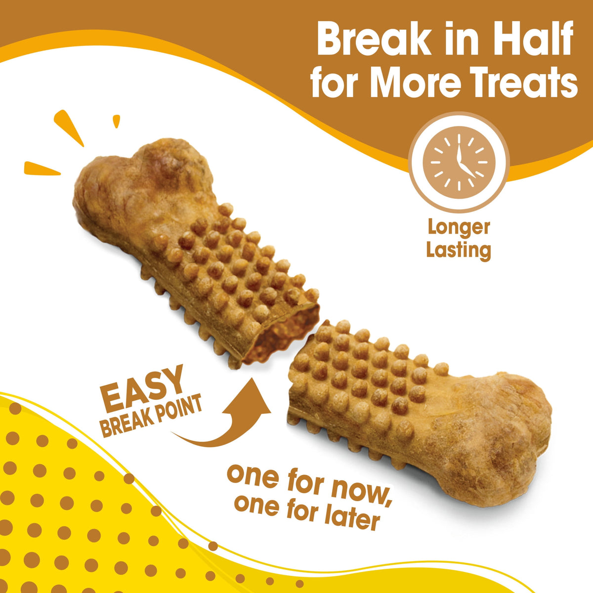 Nylabone Nubz Natural Dog Treats for Large Dogs, Peanut Butter Flavor Dog Bones, Large - 30+ lbs., 1.7 lb. Pouch, 15 Count