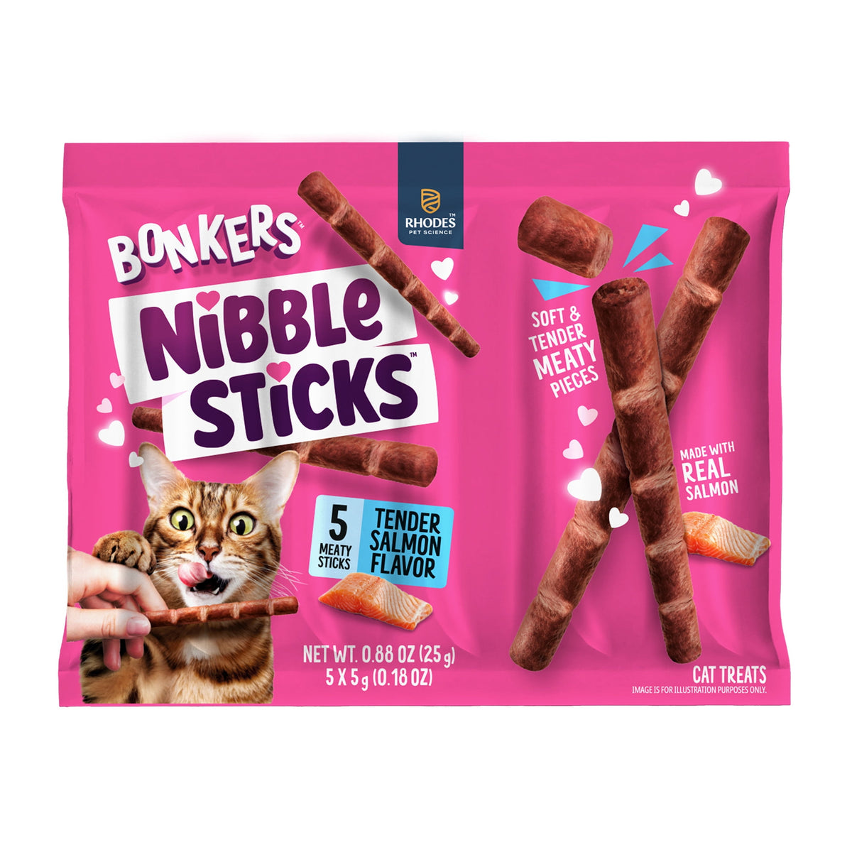 BONKERS Nibble Sticks Soft & Meaty Tender Chicken Flavor Cat Treats, 5 Sticks
