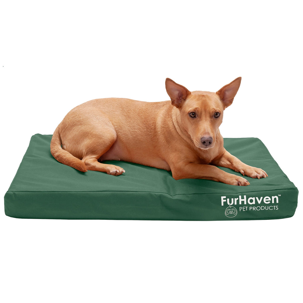 FurHaven Coated Oxford Indoor/Outdoor Deluxe Orthopedic Mattress Pet Bed, Stone Gray, Medium, 1 Count