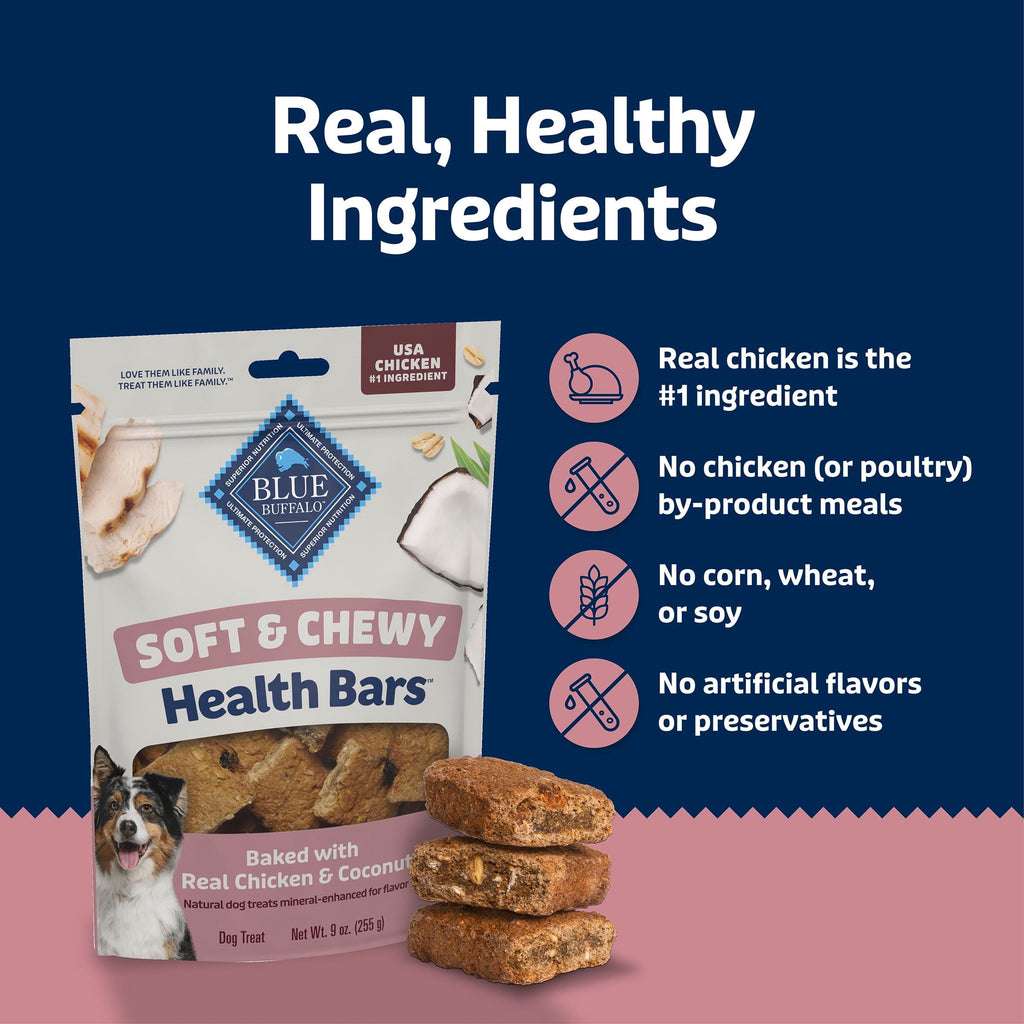 Blue Buffalo Soft & Chewy Health Bars Baked with Real Chicken & Coconut, 9 oz. Bag
