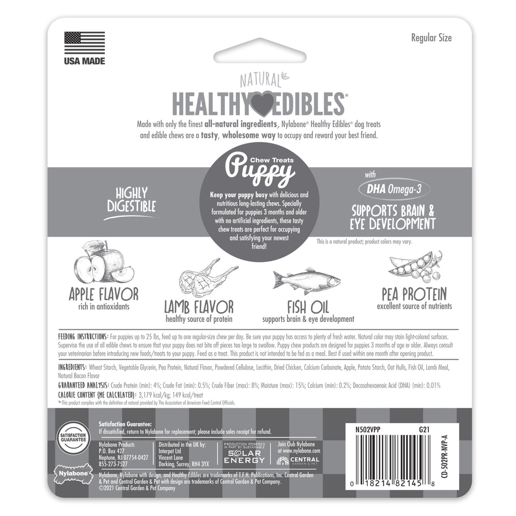 Nylabone Healthy Edibles Natural Puppy Treats, Training Treats for Puppies, Lamb & Apple Flavor Dog Treats, For Small Dogs (3 Count)