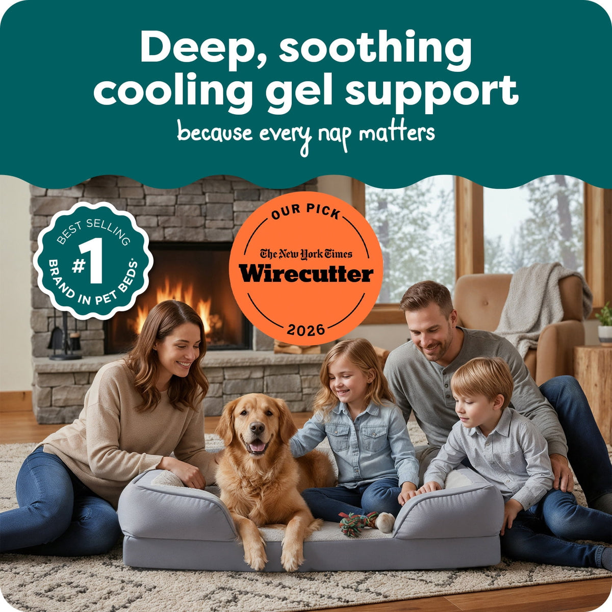 FurHaven Pet Products Velvet Waves Perfect Comfort Cooling Gel Top Sofa-Style Pet Bed for Dogs & Cats - Brownstone, Medium