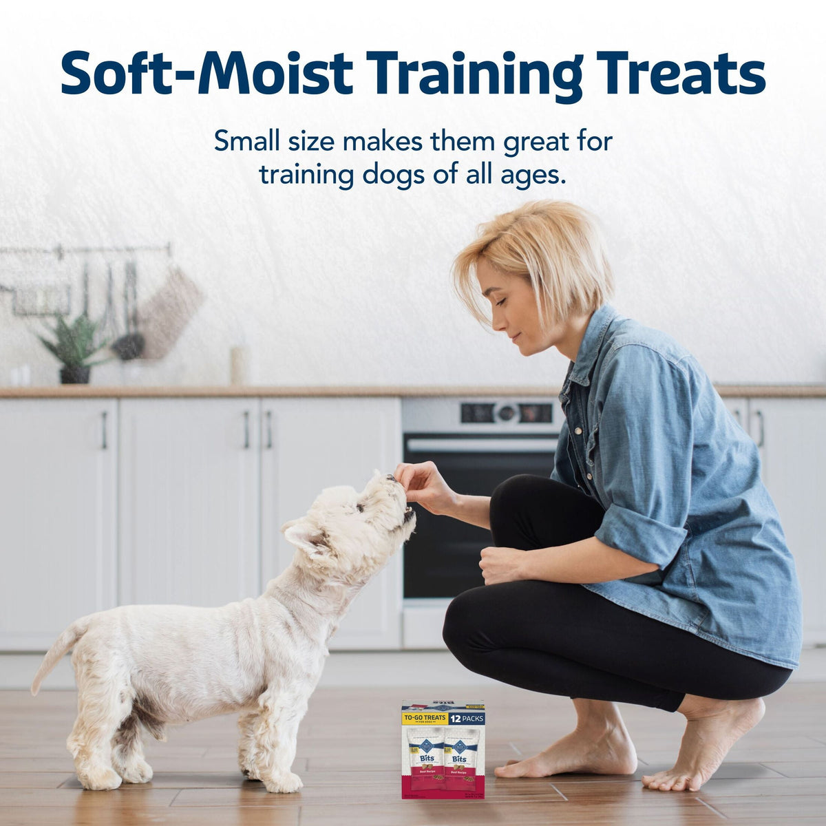 Blue Buffalo Bits Soft Dog Treats for Training, Made With Natural Ingredients & Enhanced with DHA, Beef Recipe, 19-oz Bag