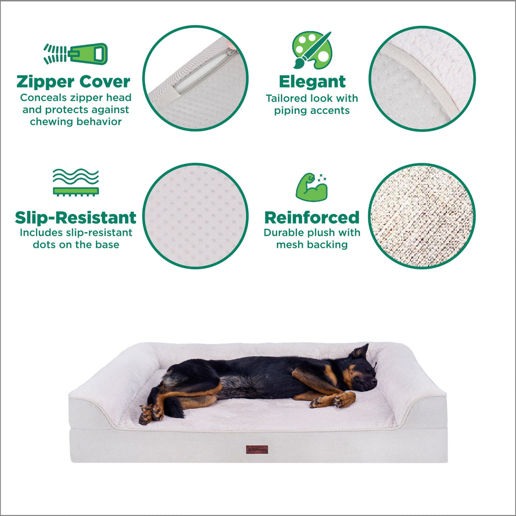 FurHaven Plush & Embossed Velvet Dreamer Orthopedic Sofa Pet Bed for Dogs and Cats - Cognac, Medium