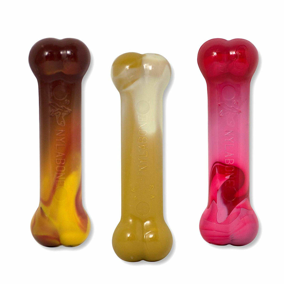 Nylabone Flavor Frenzy Power Chew Dry Dog Toy, Chili Cheese Dog, Popcorn & Cherry, SM, 3pk