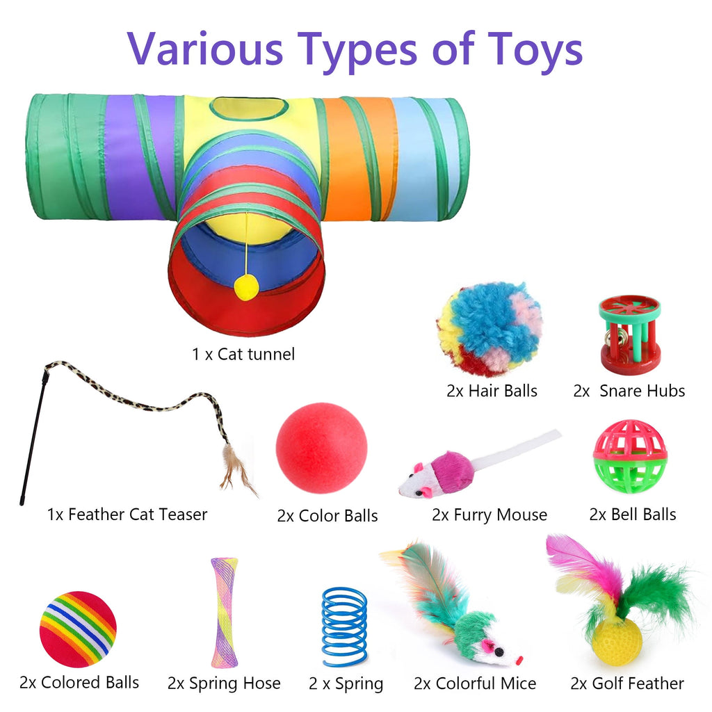Semfri Cat Toys Tunnels Collapsible Pets Cat Jungle Tunnels Kitty Toys Balls