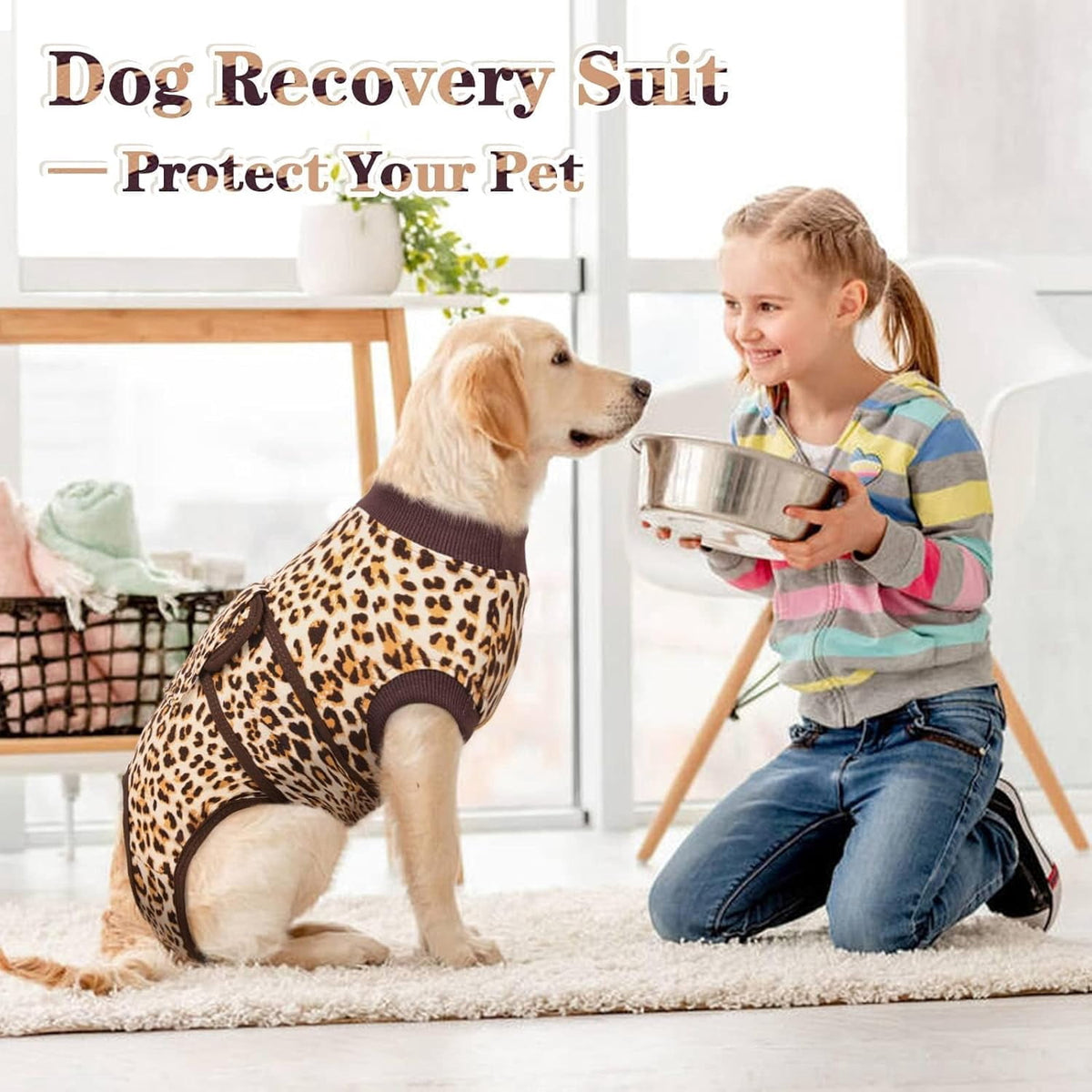 Kuoser Dog Surgical Recovery Suit, Recovery Suit for Female Male Dogs after Surgery, Brown, L