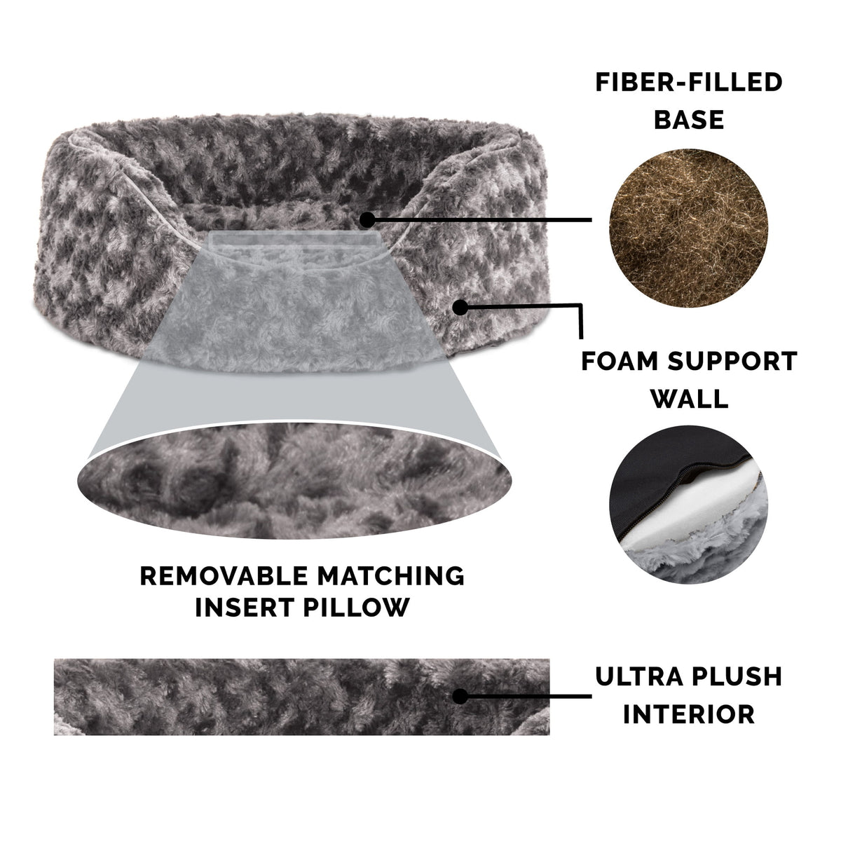 FurHaven Pet Products Ultra Plush Oval Pet Bed for Dogs & Cats - Gray, Small