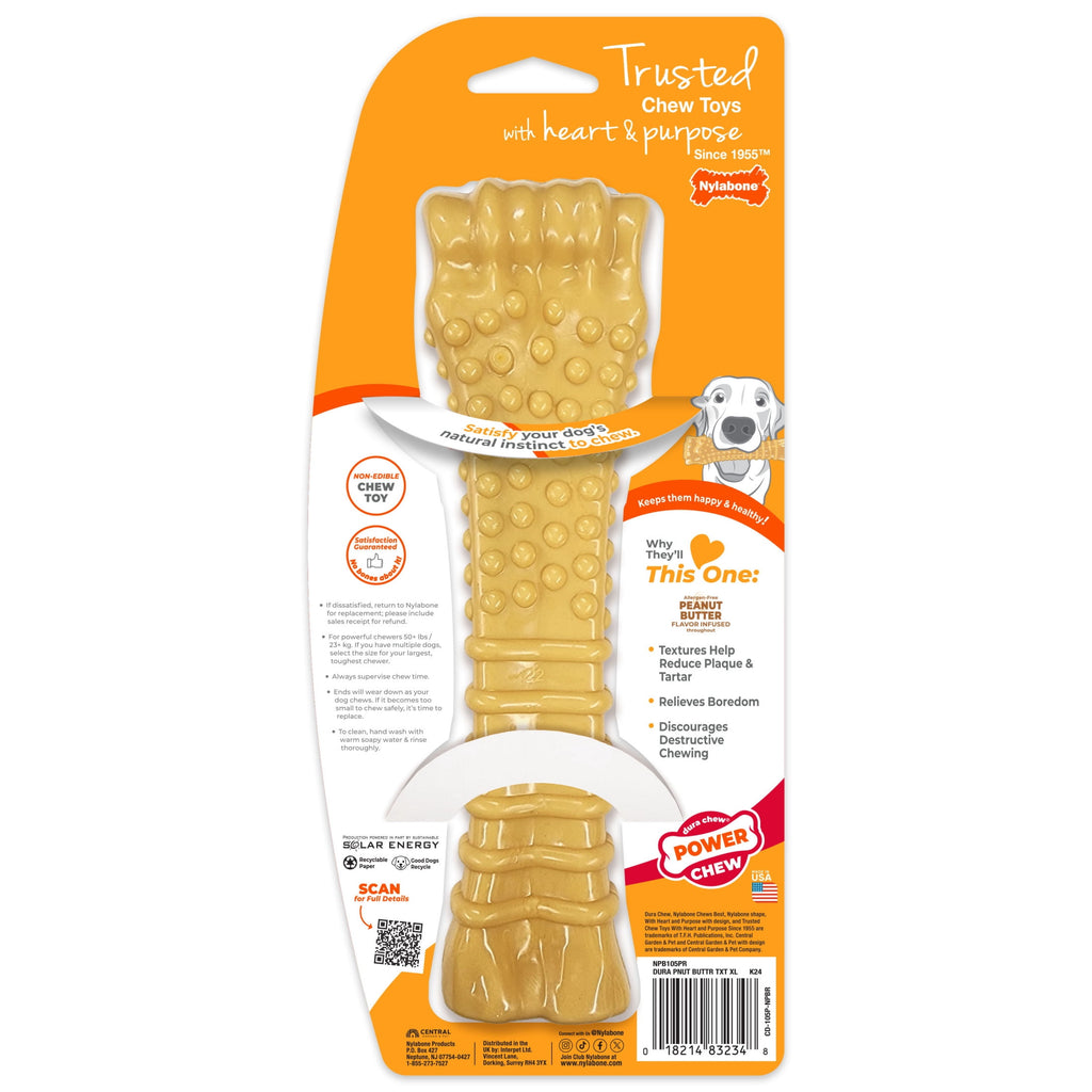 Nylabone Power Chew Textured Knuckle Bone Dog Toy, Dog Chew Toy, Chicken Flavor, X-Large, 1 Count