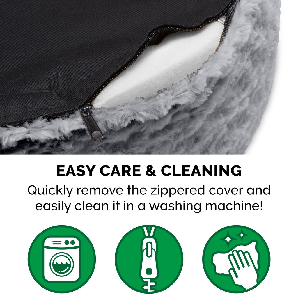 FurHaven Pet Products Ultra Plush Oval Pet Bed for Dogs & Cats - Gray, Small