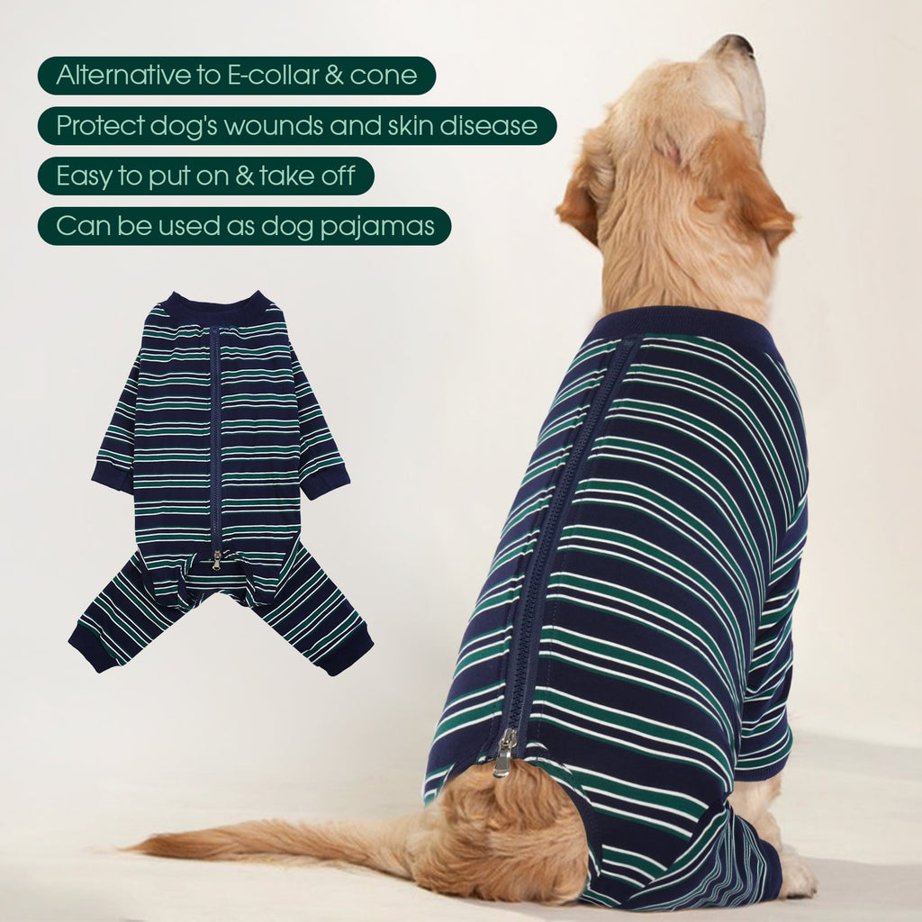 Kuoser Dog Recovery Suit Long Sleeve Dog Onesie after Surgery, Navy Blue, M