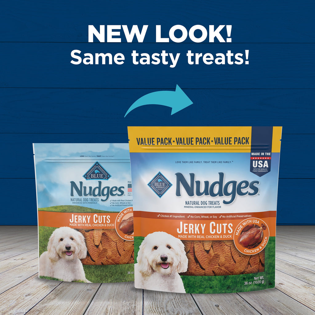 Blue Buffalo Nudges Jerky Cuts, Natural Dog Treats, Duck Jerky, 28oz Bag