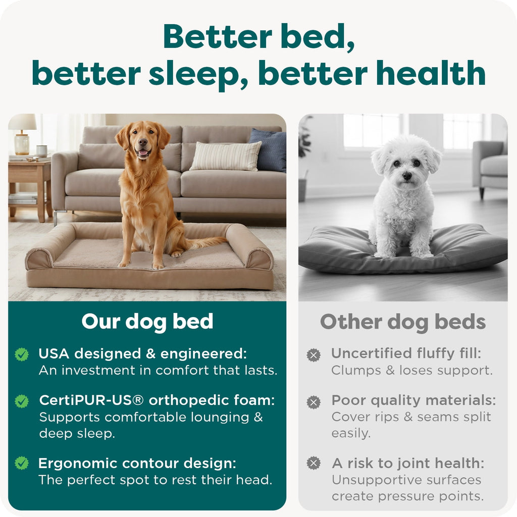 FurHaven Pet Products Luxe Fur & Performance Linen Orthopedic Sofa Pet Bed for Dogs & Cats - Charcoal, Jumbo Plus