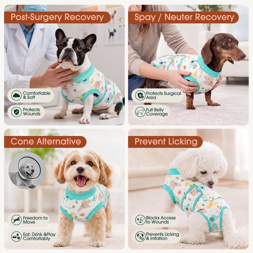 Kuoser Dog Surgical Recovery Suit Dogs Cat Onesie after Surgery,Brown,XL