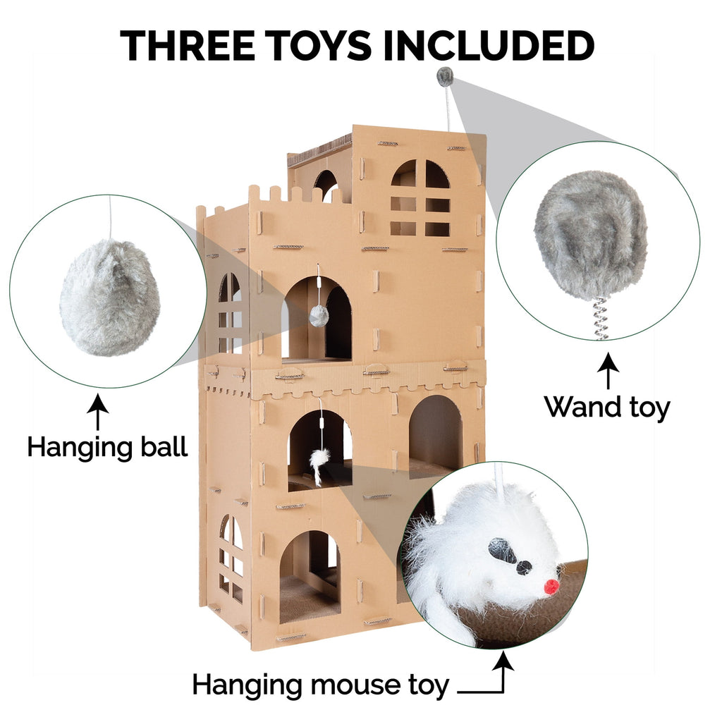 Furhaven Townhouse Multi-Level Cat Scratcher Hideout w/ Catnip - Cardboard Brown, One Size Townhouse Playground One Size Corrugated Scratcher