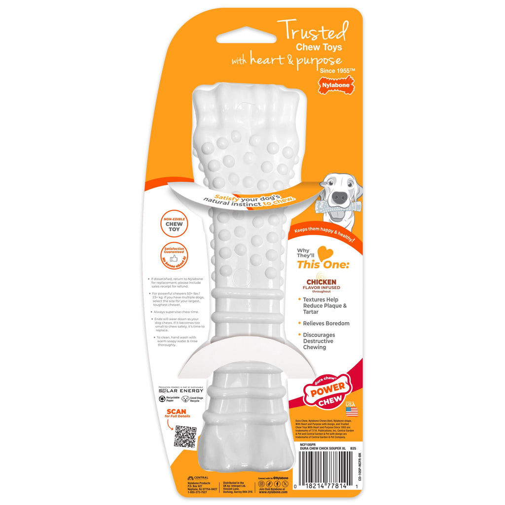 Nylabone Power Chew Textured Knuckle Bone Dog Toy, Dog Chew Toy, Chicken Flavor, X-Large, 1 Count