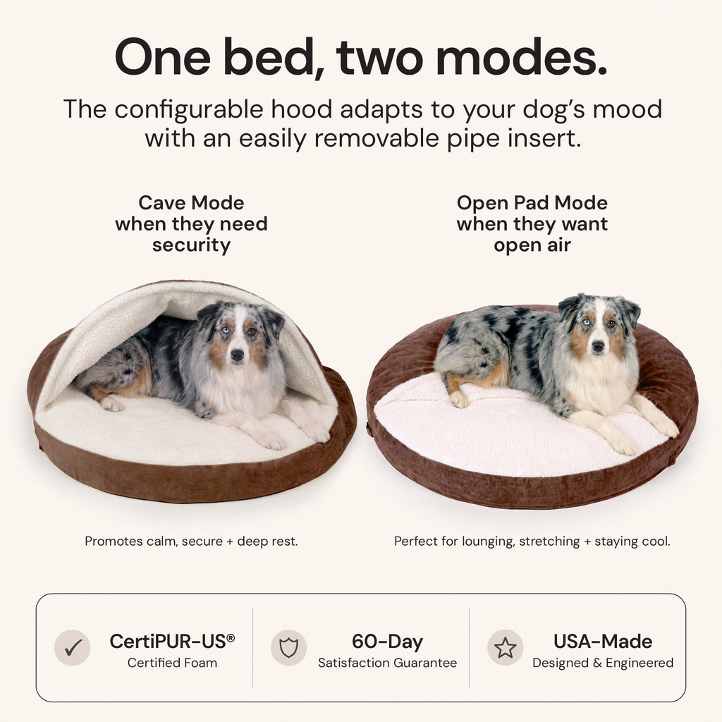 Furhaven 26" Round Orthopedic Dog Bed Sherpa & Suede Snuggery w/ Removable Washable Cover - Gray, 26-inch Faux Lambswool & Suede Gray 26 inch Snuggery (Orthopedic Foam)