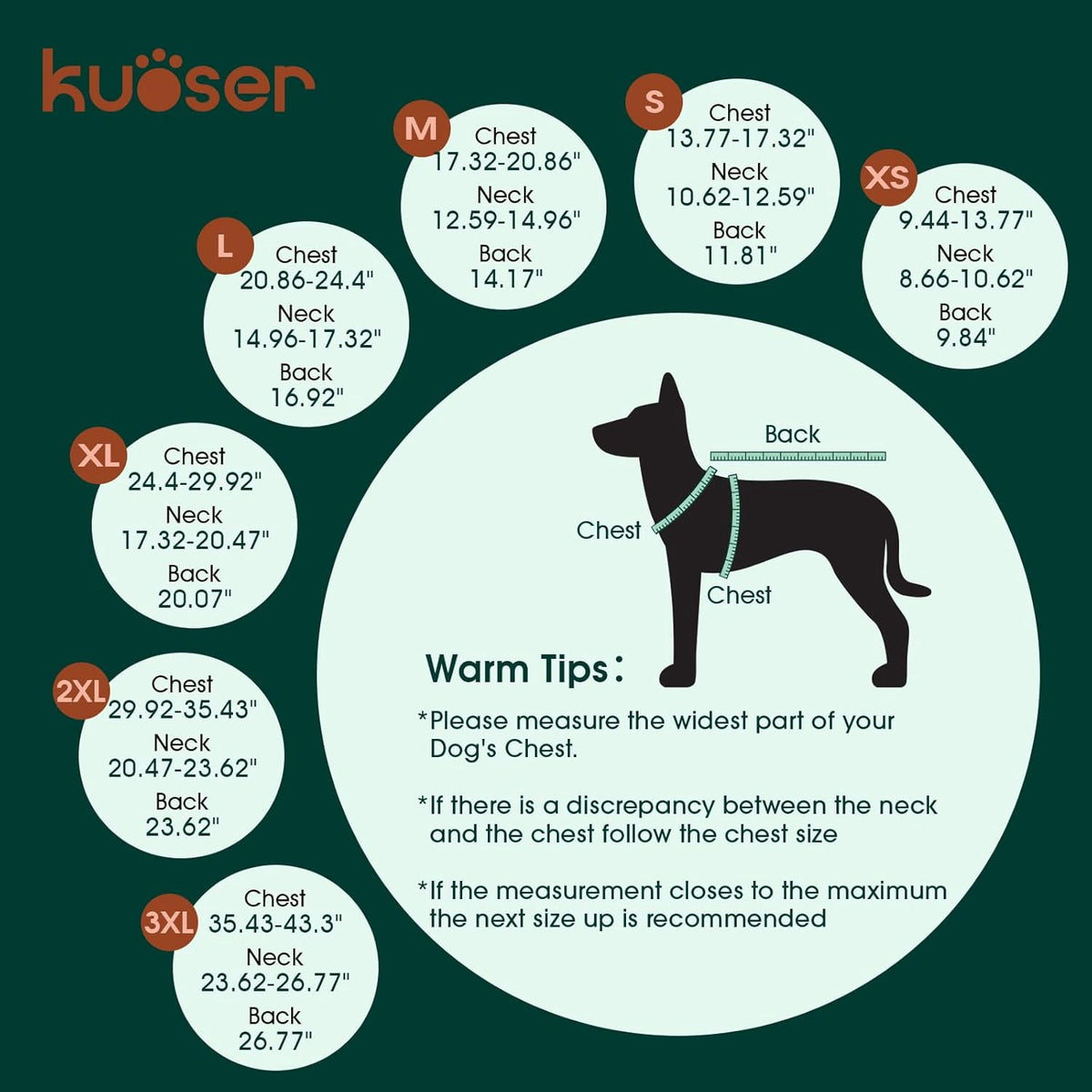 Kuoser British Style Plaid Dog Winter Coat, Windproof Cozy Cold Weather Jacket for Dogs, Blue, M