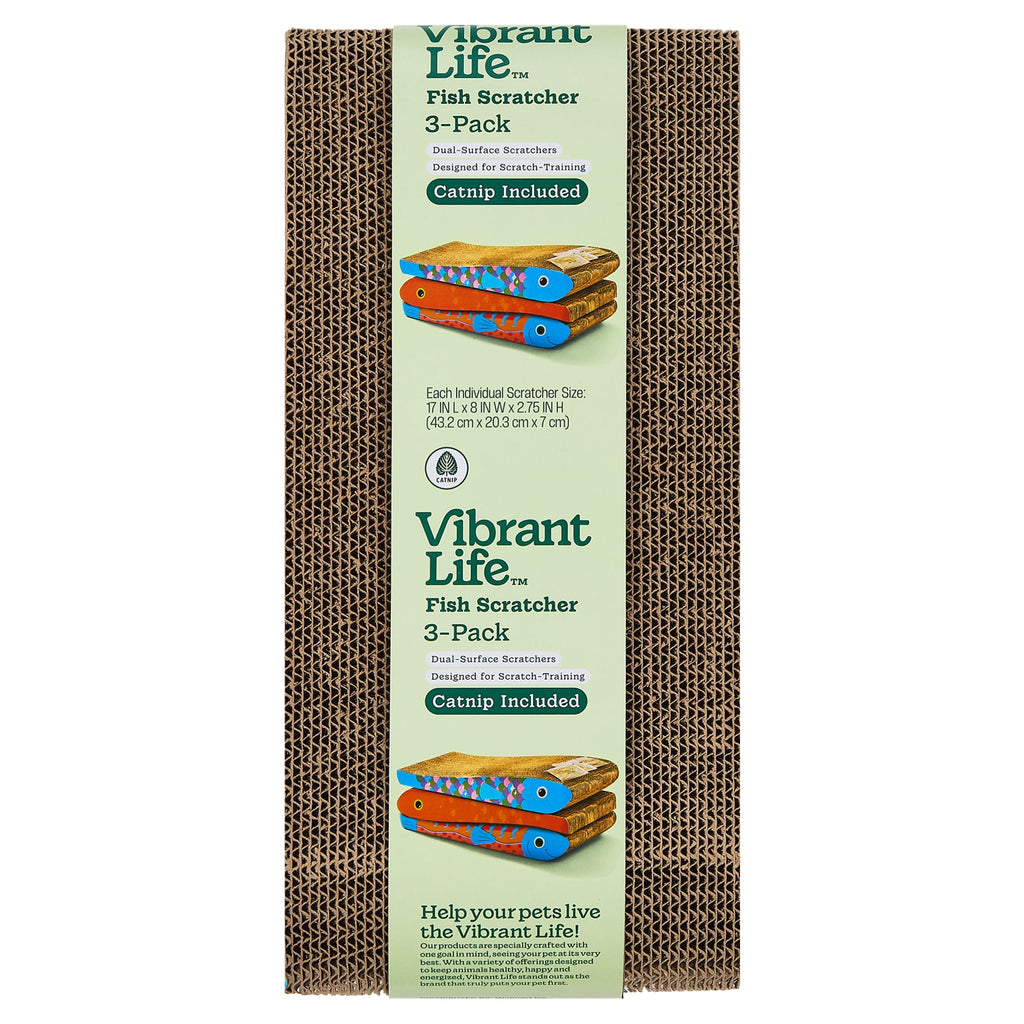 Vibrant Life Fish Cat Scratcher with Catnip, Multicolor, 3 Pack