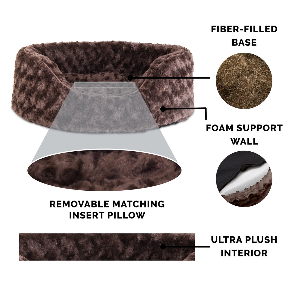 FurHaven Pet Products Ultra Plush Oval Pet Bed for Dogs & Cats - Gray, Small