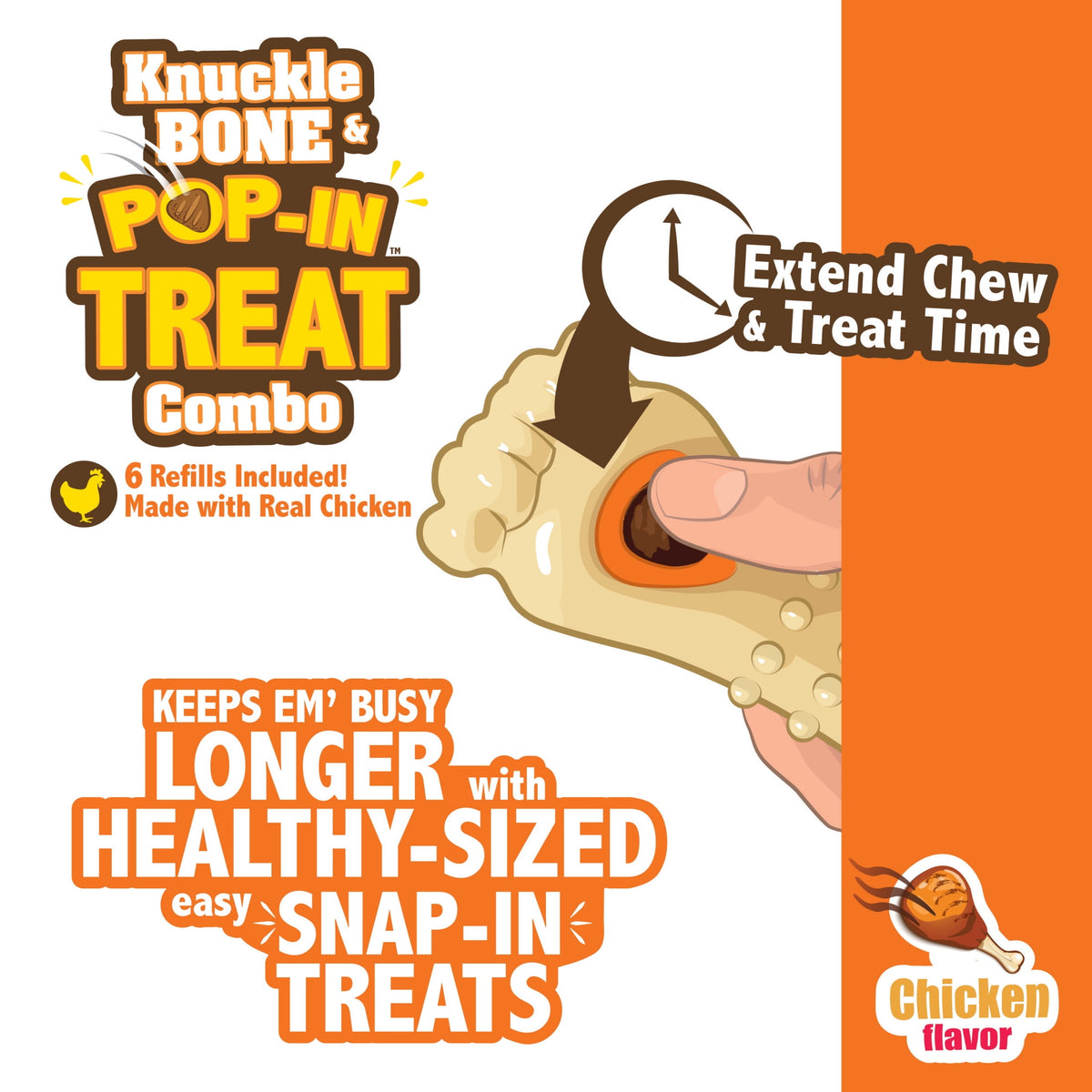 Nylabone Pop-In Treat Toy Dog Treat Refills, Natural Dog Biscuits, Chicken Flavor, 30 Count