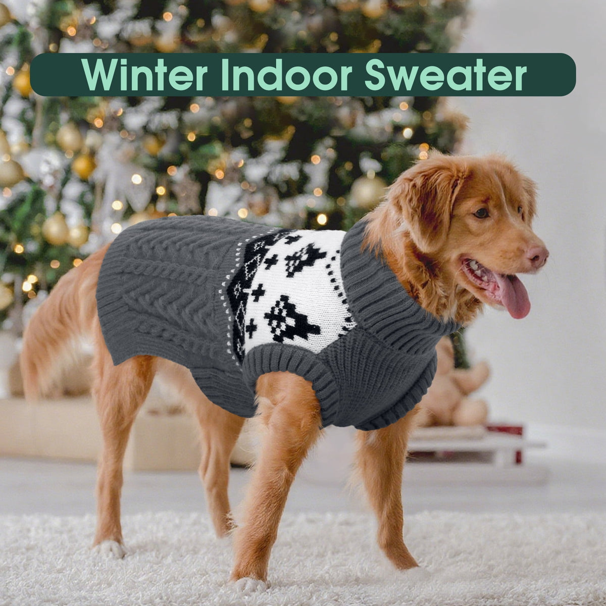 Kuoser Winter Dog Sweater, Sleeveless Doggy Clothes, Warm and Cozy Turtleneck Sweater for Dogs, Red, M