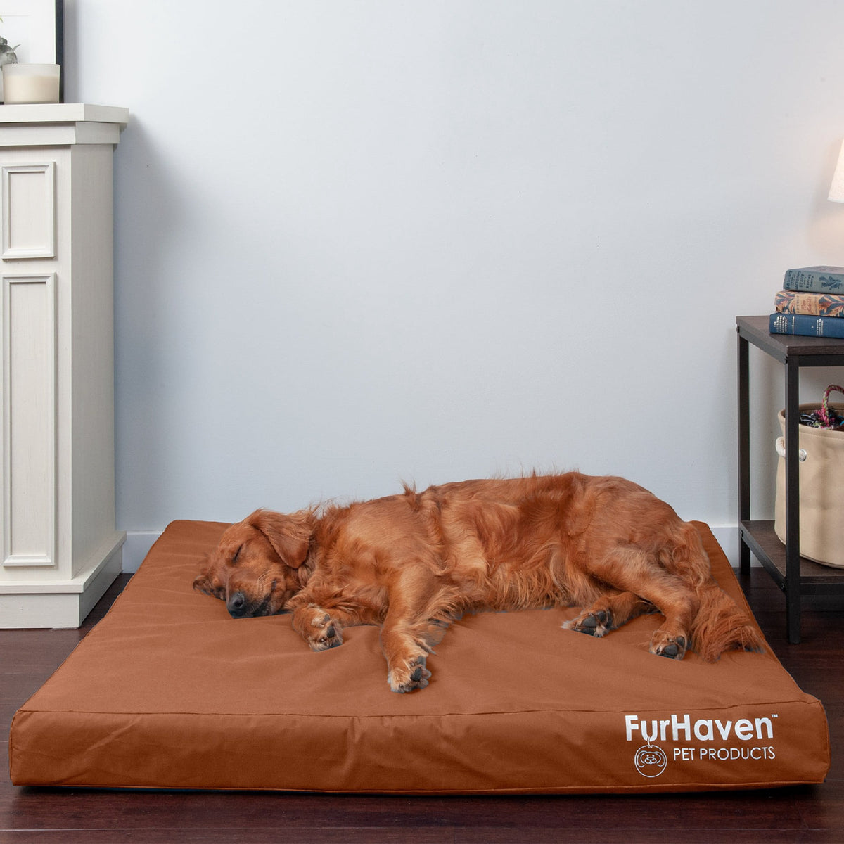 FurHaven Coated Oxford Indoor/Outdoor Deluxe Orthopedic Mattress Pet Bed, Stone Gray, Medium, 1 Count