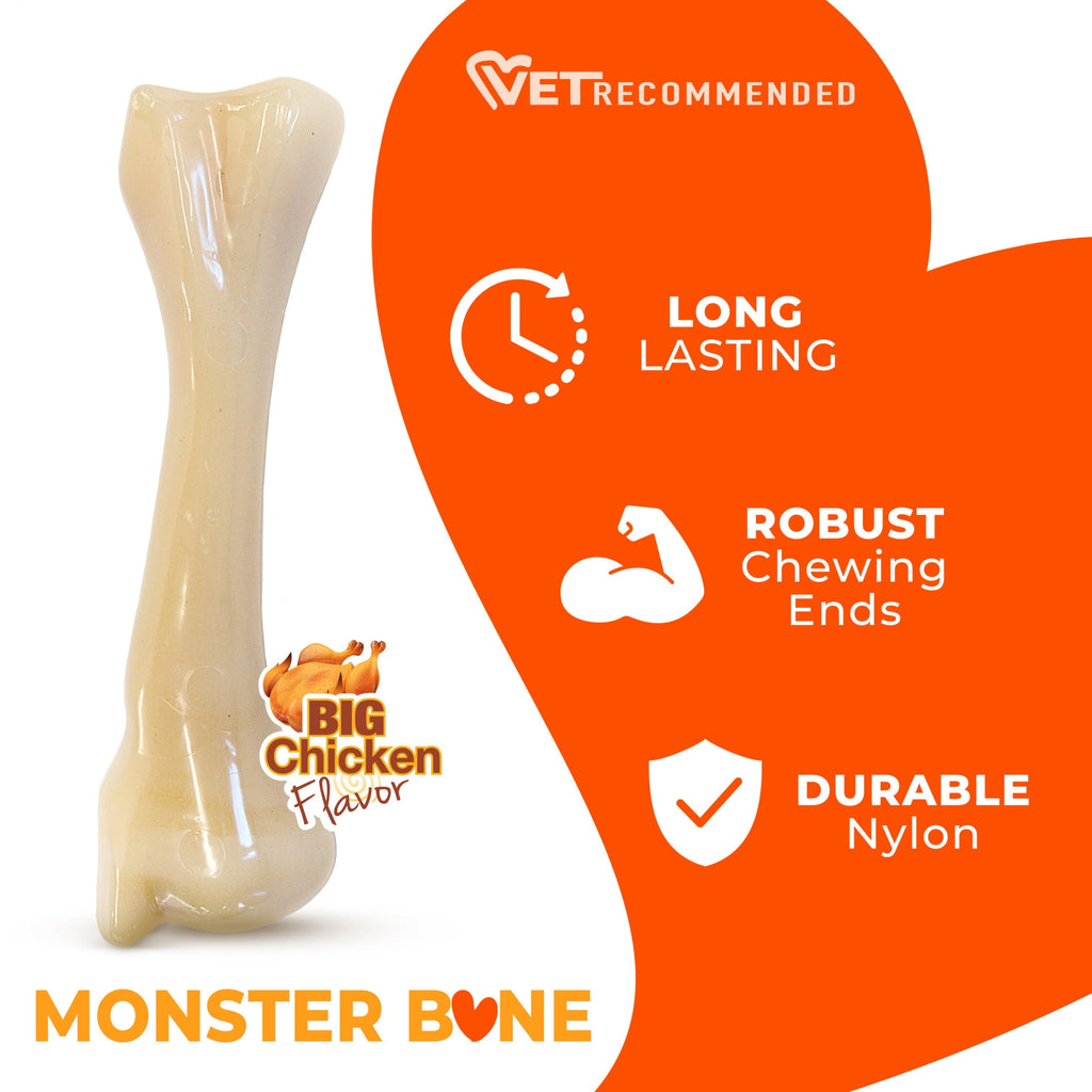 Nylabone Power Chew Monster Bone Dog Toy, Dog Chew Toy, Chicken Flavor, XX-Large, 1 Count