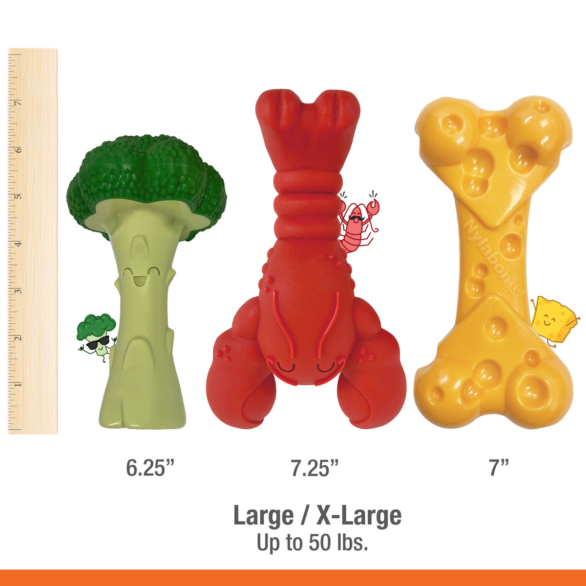Nylabone Power Chew Toy Bundle, Cute Dog Toys for Aggressive Chewers, Filet Mignon, Cheese, and Bacon Flavors, Small Dogs - Up to 25 lbs, 3 Pack