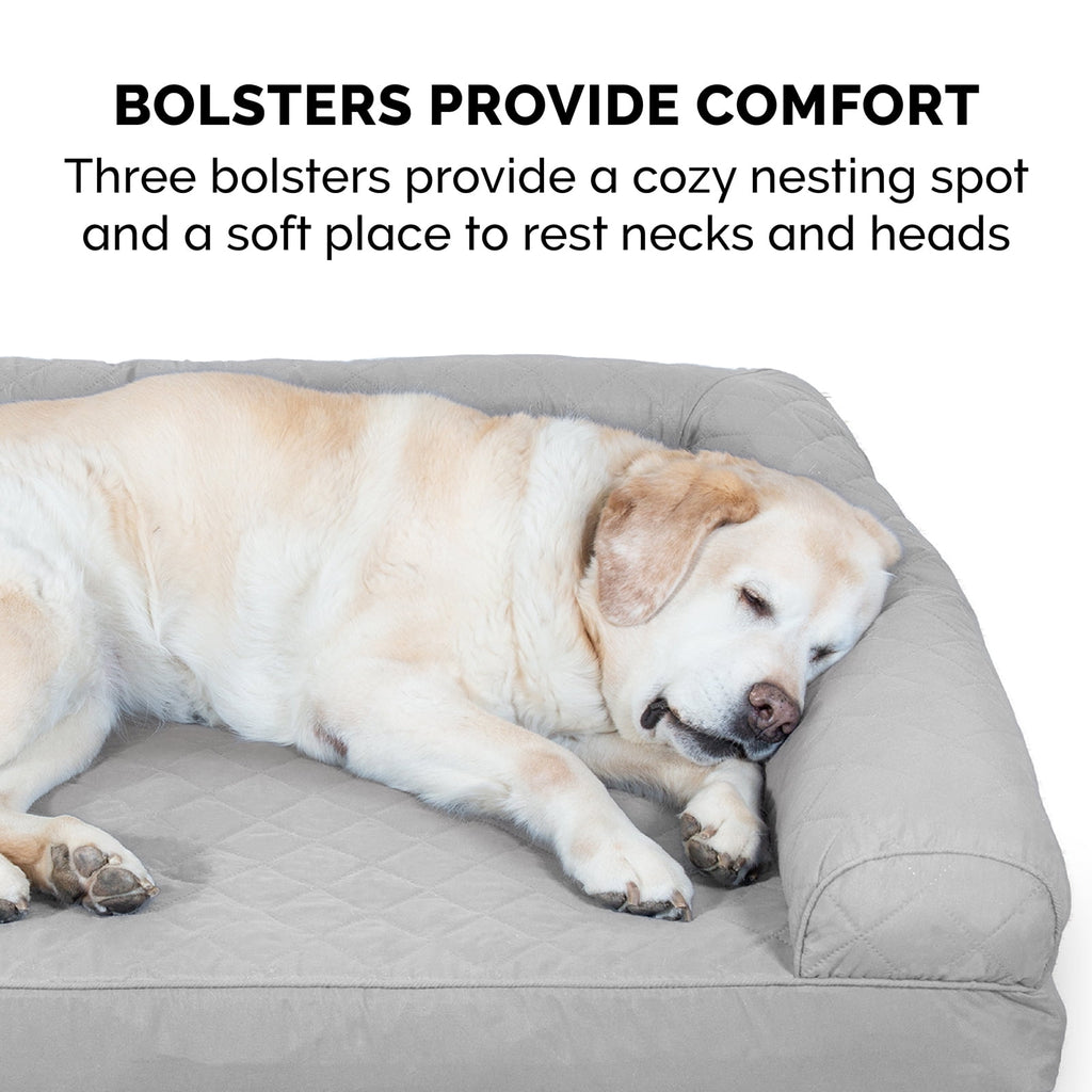 FurHaven Pet Products Quilted Orthopedic Sofa Pet Bed for Dogs & Cats - Silver Gray, Medium