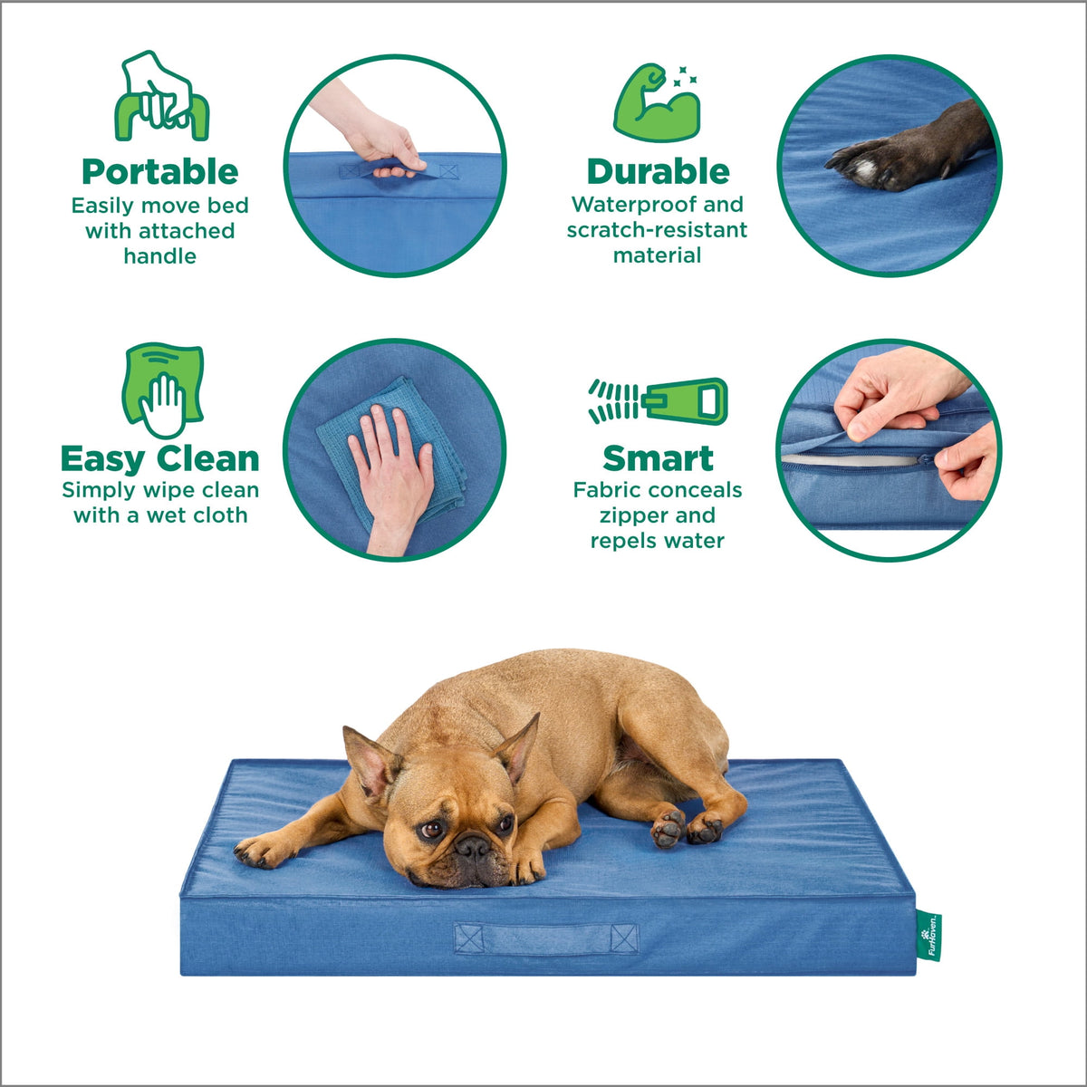 FurHaven Grid Indoor-Outdoor Cooling Memory Foam Deluxe Mattress for Dogs and Cats - Olivine, Medium