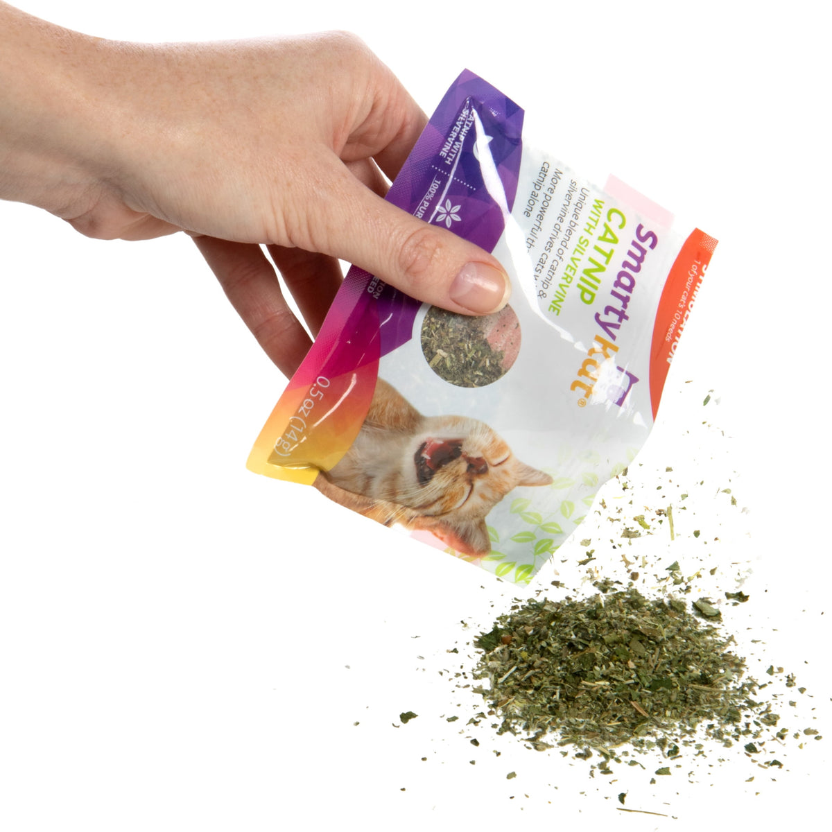 SmartyKat Catnip with Silvervine, Pure & Potent Blend for Cats, Resealable Pouch, 0.5 oz