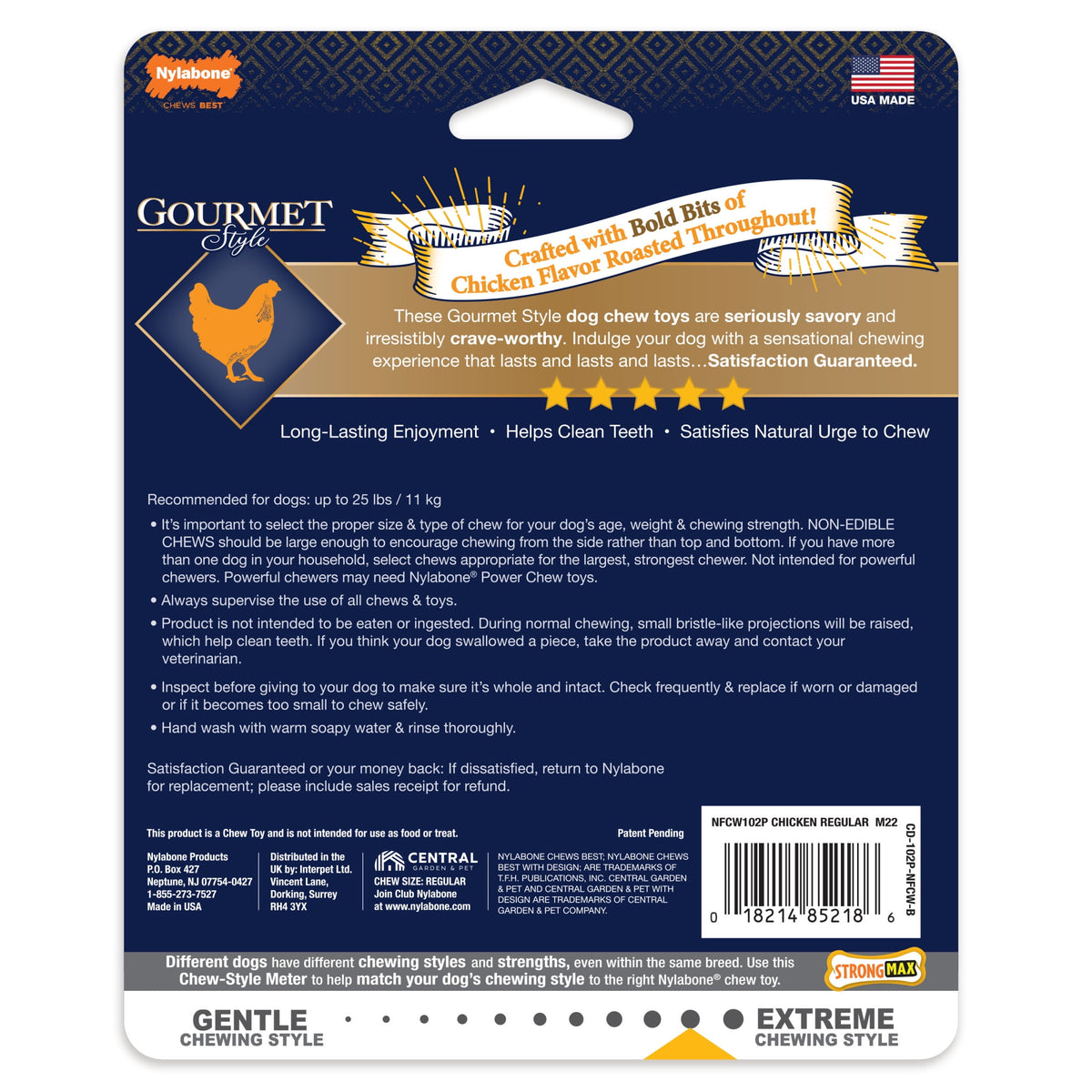 Nylabone Strong Chew Gourmet Style Wishbone Dog Toy, Dog Chew Toy, Chicken Flavor, Small, 1 Count
