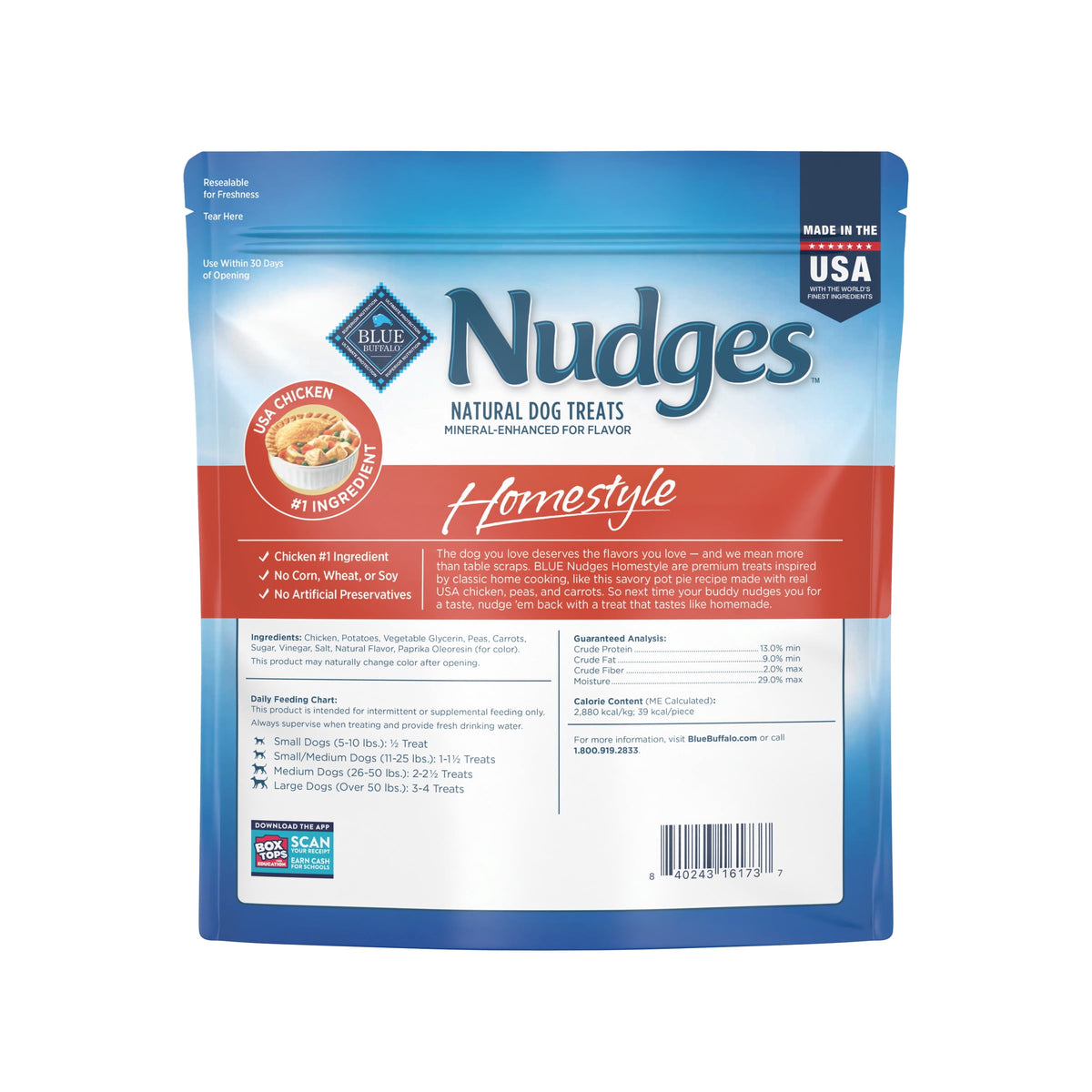 Blue Buffalo Nudges, Natural Dog Treats, Chicken Pot Pie Recipe, 28oz Bag