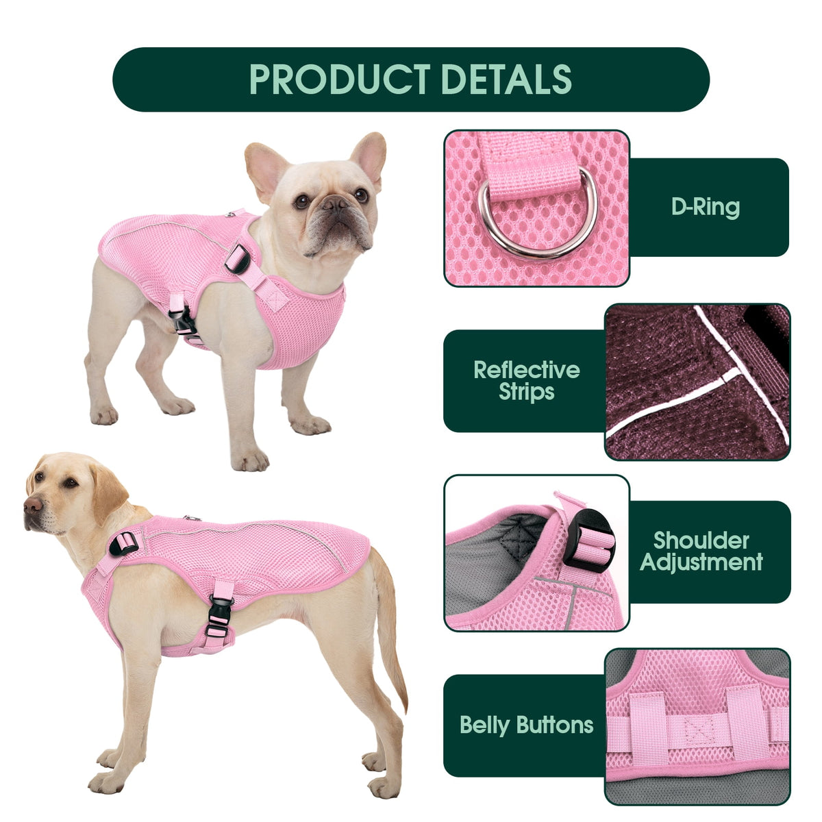 Kuoser Dog Cooling Vest, Breathable Mesh Ice Vest for Dogs, Cooling Jacket for Pet, Blue, extra large