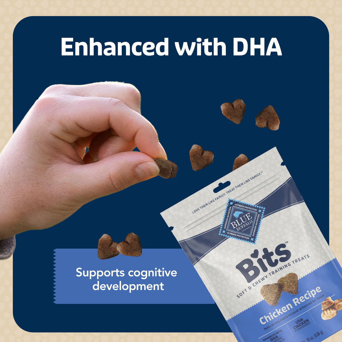 Blue Buffalo Bits Soft Dog Treats for Training, Enhanced with DHA, 19-oz. Bag