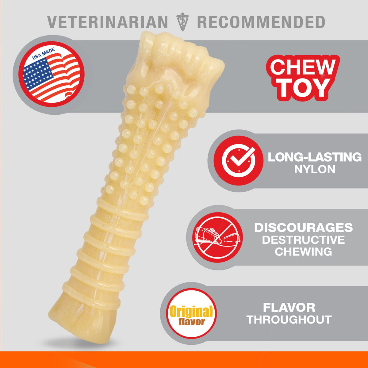 Nylabone Power Chew Textured Knuckle Bone Dog Toy, Dog Chew Toy, Chicken Flavor, X-Large, 1 Count