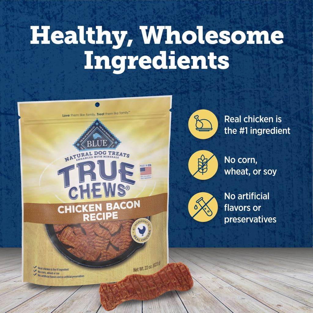 Blue Buffalo True Chews Dog Treats, Chicken Bacon Recipe, 22-oz Bag