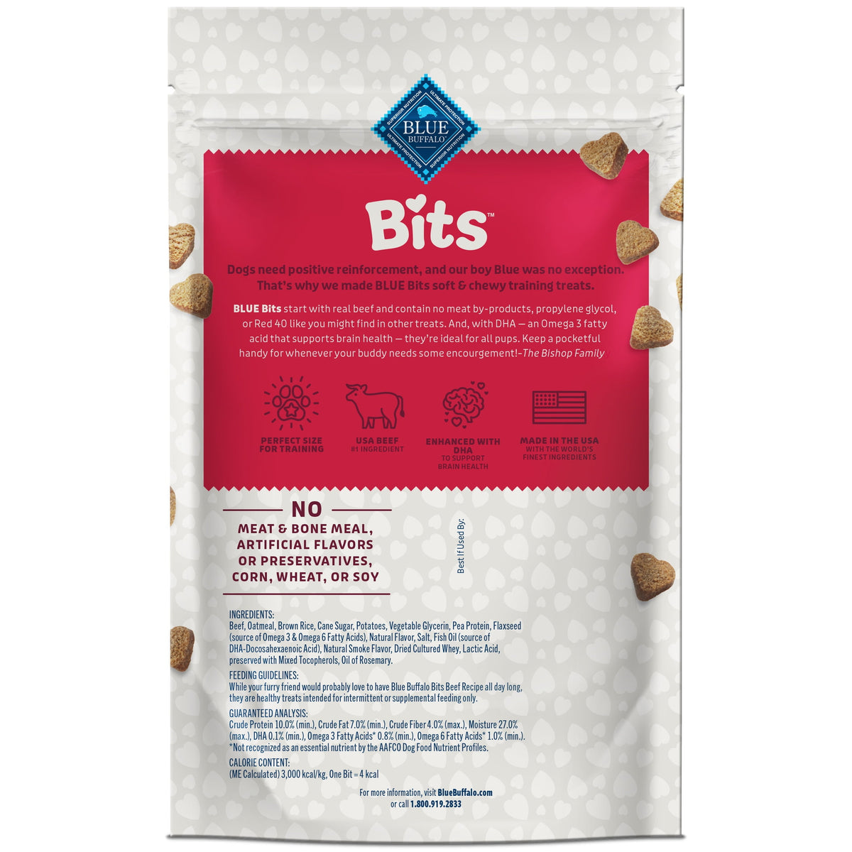 Blue Buffalo Bits Soft Dog Treats for Training, Made With Natural Ingredients & Enhanced with DHA, Beef Recipe, 19-oz Bag