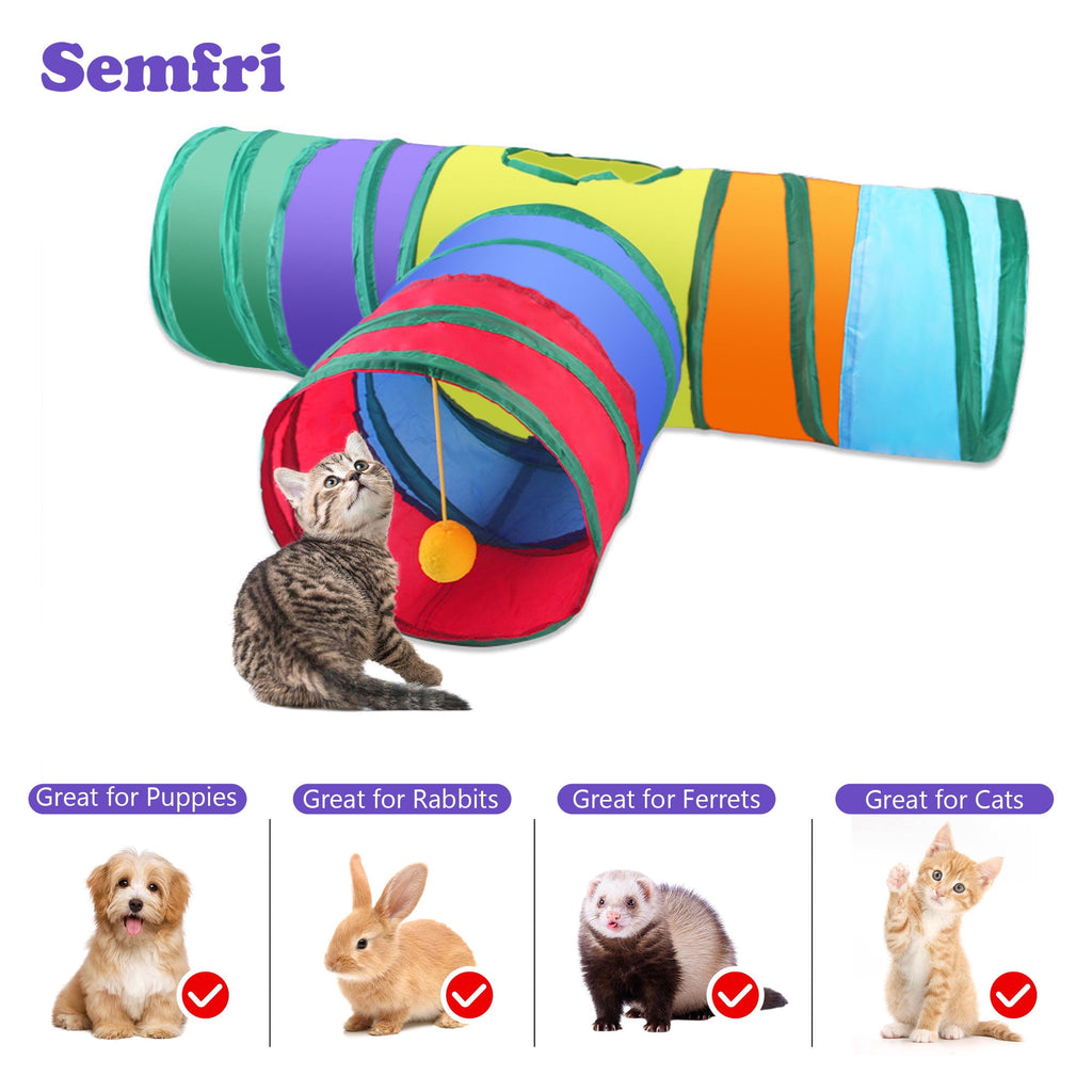 Semfri Cat Toys Tunnels Collapsible Pets Cat Jungle Tunnels Kitty Toys Balls