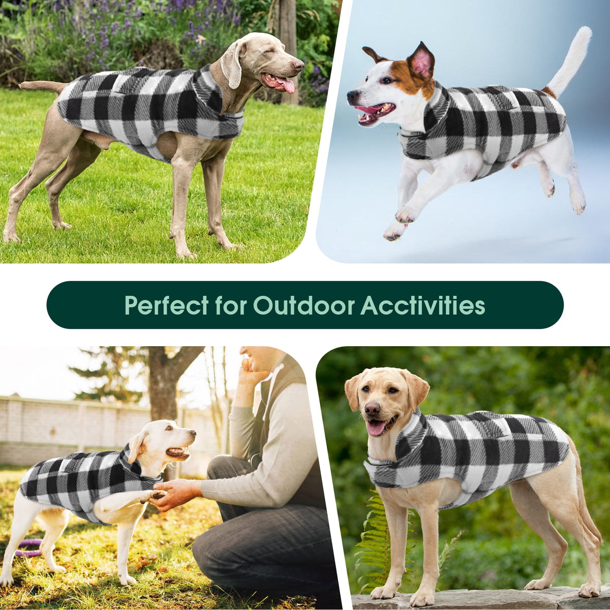 Kuoser British Style Plaid Dog Winter Coat, Windproof Cozy Cold Weather Jacket for Dogs, Blue, M