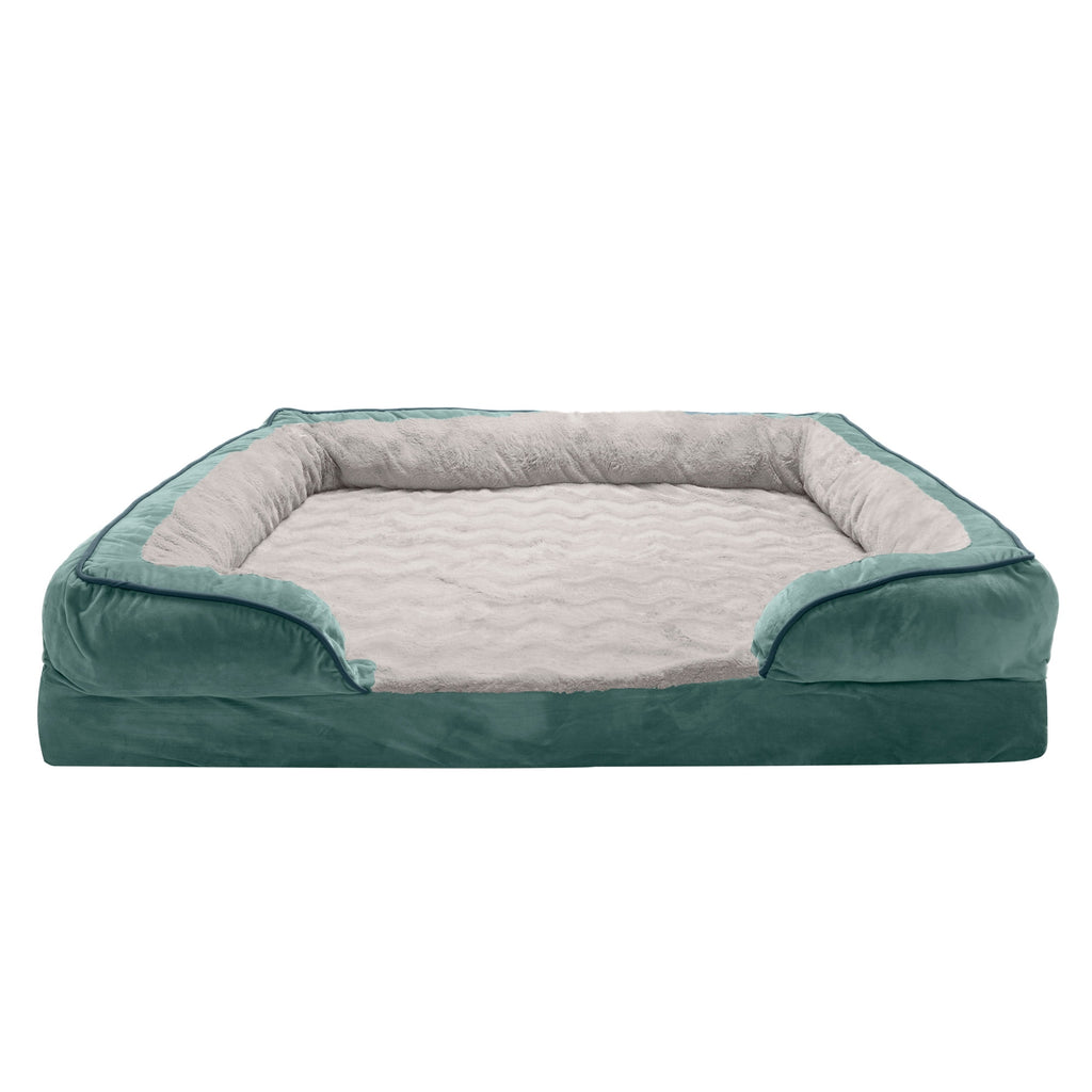 FurHaven Pet Products Velvet Waves Perfect Comfort Cooling Gel Top Sofa-Style Pet Bed for Dogs & Cats - Brownstone, Medium
